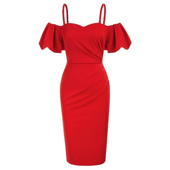 Belle Poque NWT Off Shoulder Lantern Sleeve Dress Size Medium - Picture 2 of 10